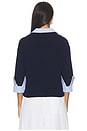 view 3 of 5 Ciara Polo Looker Sweater in Navy With Blue Stripe
