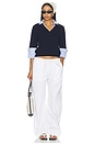 view 4 of 5 Ciara Polo Looker Sweater in Navy With Blue Stripe