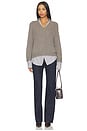 view 5 of 5 V-neck Printed Layered Pullover Sweater in Otter Melange With Flint