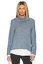 view 1 of 4 Jolie Fringed Layered Looker in Celeste Blue Melange & White