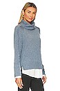 view 2 of 4 Jolie Fringed Layered Looker in Celeste Blue Melange & White