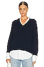 view 1 of 4 V-neck Layered Pullover in Navy