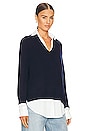 view 2 of 4 V-neck Layered Pullover in Navy