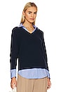 view 1 of 4 Arden Looker Pullover in Navy With Oxford Shirt