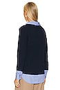 view 3 of 4 Arden Looker Pullover in Navy With Oxford Shirt