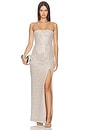 view 1 of 4 Allegra Pearl Veronica Maxi Dress With Slit in Silver