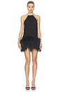 view 1 of 4 Halter Neck Mini Dress With Feather Trim in Black