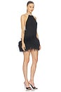 view 2 of 4 Halter Neck Mini Dress With Feather Trim in Black