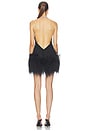 view 4 of 4 Halter Neck Mini Dress With Feather Trim in Black