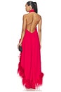 view 4 of 3 Halter Neck Feather Gown in Flame