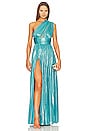 view 1 of 3 Aphrodite Gown in Light Blue Metallic