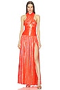 view 1 of 4 Florence Halterneck Gown in Metallic Coral