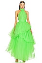 view 1 of 3 Anna Halterneck Tiered Gown in Neon Mint