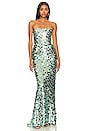 view 1 of 4 Farah Strapless Gown in Green & Multi