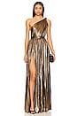 view 1 of 4 Goddess One Shoulder Gown in Gold