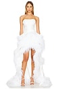 view 1 of 4 Louisa Blanc Strapless Feather Gown in White