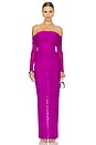 view 1 of 3 Monica Off The Shoulder Gown in Fuchsia