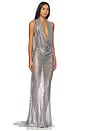 view 4 of 7 Amalia Rhinestone Noir Gown in Black & Silver