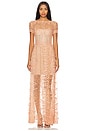 view 1 of 3 VESTIDO LARGO MEGAN CAP SLEEVE in Beige