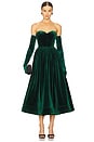 view 1 of 4 Inara Velvet Midi Dress in Emerlad Green