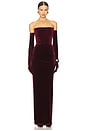 view 1 of 4 Florentina Strapless Velvet Gown in Burgundy