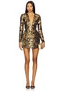 view 1 of 4 Isabella Long Sleeve Mini Dress in Gold Multi