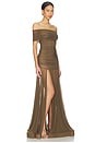 view 2 of 3 Dakar Off Shoulder Sheer Maxi Dress in Khaki
