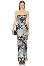 view 1 of 4 Dahlia Strapless Maxi Dress in Blue Yellow Multi