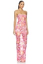 view 2 of 4 Mallorca Sequin Dahlia Strapless Maxi Dress in Pink Multi