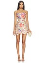 view 1 of 4 Floral 3d Jasmine Maraya Strapless Mini Dress in Coral Multi
