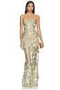 view 1 of 4 Tiffany Sequin Floral Farah Strapless Maxi Dress in Sage