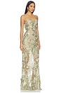 view 2 of 4 Tiffany Sequin Floral Farah Strapless Maxi Dress in Sage