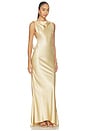 view 3 of 4 Vivien Chain Low Back Gown in Gold