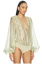 view 3 of 5 Ashanti Organza Bodysuit in Pistaschio