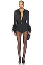view 5 of 4 Button Down Blouse With Feather Cuffs in Black