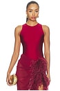 view 1 of 5 Gaia Mesh Sleeveless Bodysuit in Ruby