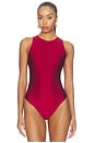 view 2 of 5 Gaia Mesh Sleeveless Bodysuit in Ruby