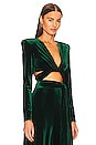 view 2 of 4 Cleopatra Velvet Wrap Top in Emerald