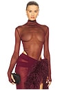 view 1 of 5 Gaia Mesh Long Sleeve Bodysuit in Burgundy