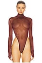 view 2 of 5 Gaia Mesh Long Sleeve Bodysuit in Burgundy