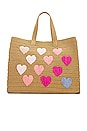 view 1 of 4 Be Mine Tote in Sand & Pink Rainbow