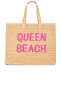 view 1 of 4 Queen Beach Tote in Sand & Fuchsia