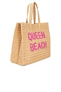 view 3 of 4 Queen Beach Tote in Sand & Fuchsia