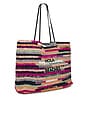 view 3 of 4 Hola Beaches Beach Tote in Black & Mint Rainbow