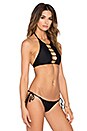 view 2 of 3 Strappy Halter Bikini Top in Black