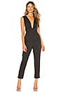view 1 of 3 Gloria Deep V Jumpsuit in Black Pinstripe