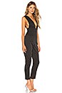 view 2 of 3 Gloria Deep V Jumpsuit in Black Pinstripe