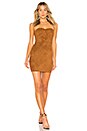 view 1 of 3 Carla Faux Suede Strapless Dress in Camel