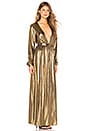 view 2 of 3 Lisa Plunge V Neck Maxi in Gold