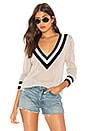 view 1 of 4 Bobbie V Neck Sweater in Light Grey Multi